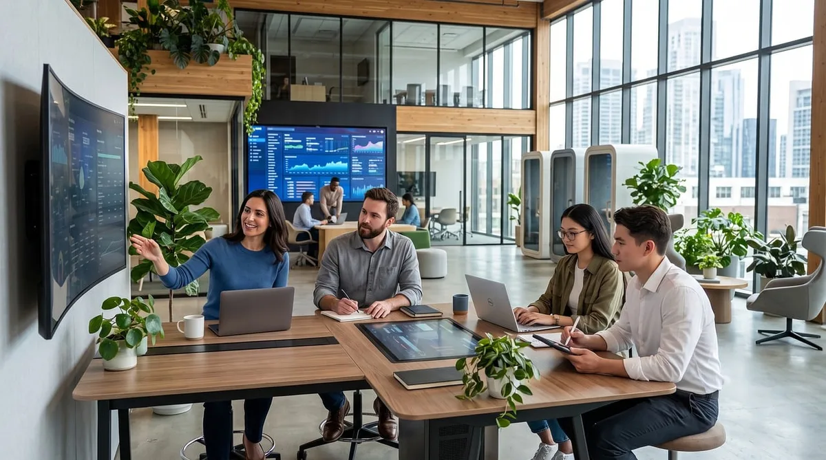 Entrepreneurs en réunion échangeant idées et plans